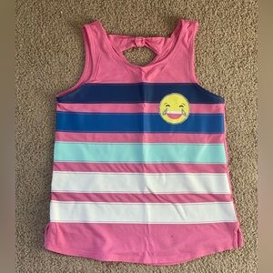SO Cutest Tank Emoji tank top 😂 Pink & Blue Striped Size 12 Kids Tank Top